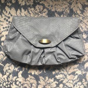 Forever 21 grey faux snakeskin clutch